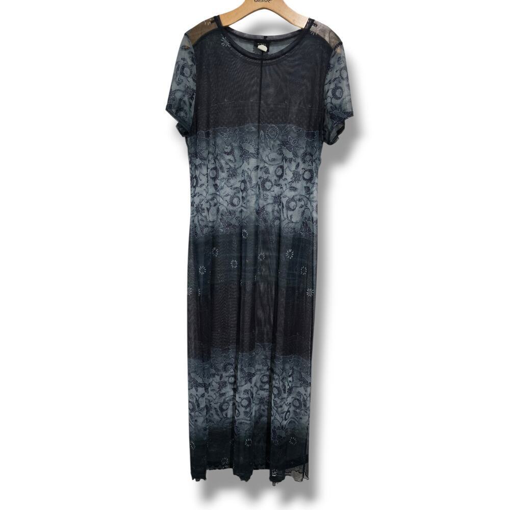 Vintage Teddi Dresses Sheer Mesh Floral Maxi Dress Size 16